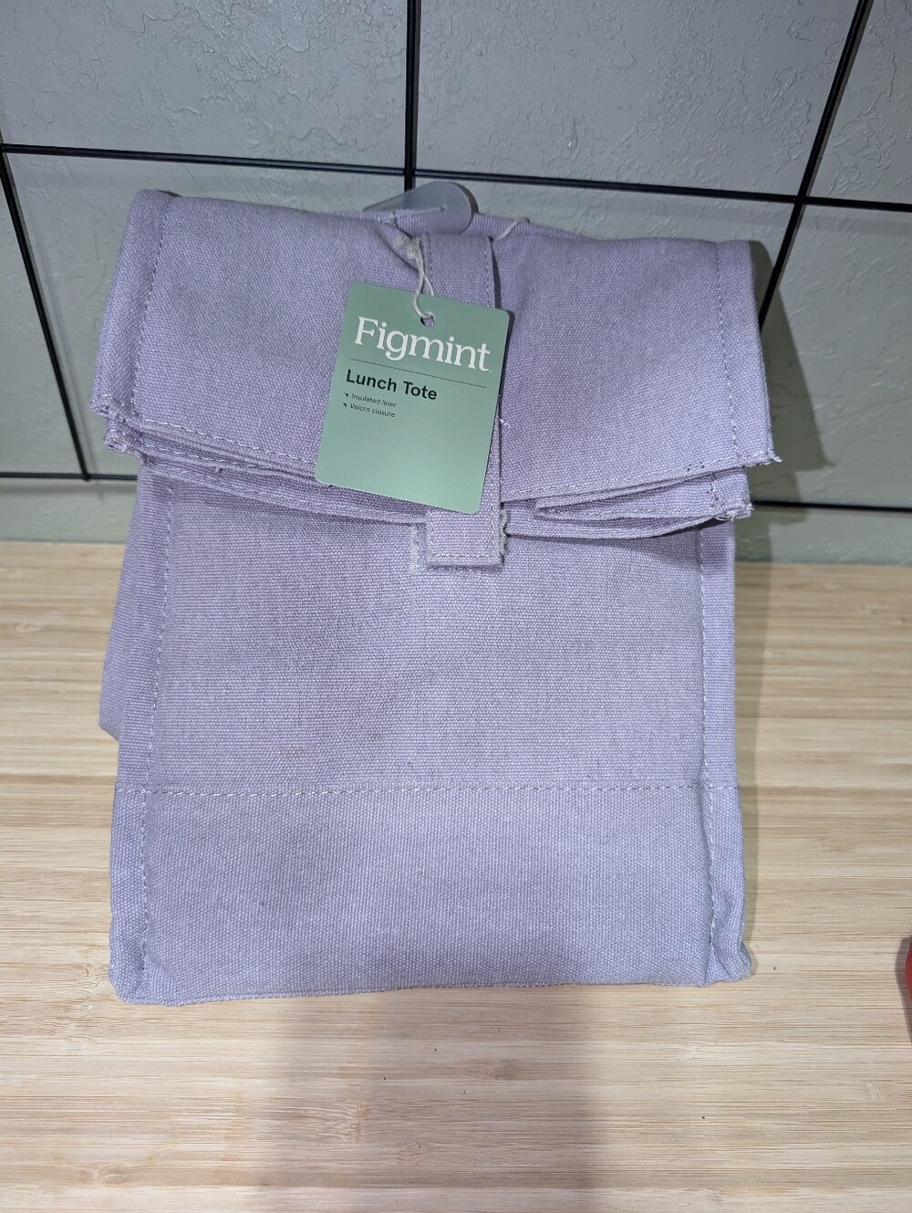 Figmint Purple/Rose Colored Roll Top Insulated Lunch Bag Tote NWT 15"x8.5"x6"